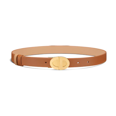 (Women) Dior Brown Calfskin Leather Belt with Double-Sided Logo, 2.2cm Wide. B0497UWGAM78E
