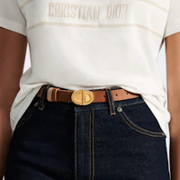 Shop (W) Dior 棕色小牛皮雙面 Logo 皮帶,寬 2.2 公分。 B0497UWGAM78E