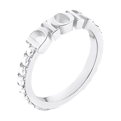 (Women) DIOR Elegant Crystal Metal Ring - Silver R1009DVOCY-D009