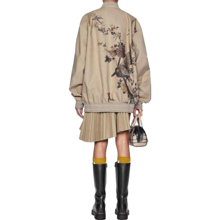 Purchase (W) Chaqueta DIOR Caqui con Bordado Floral, Cuello Béisbol y Cierre Cremallera. 257C36A3961-X1810