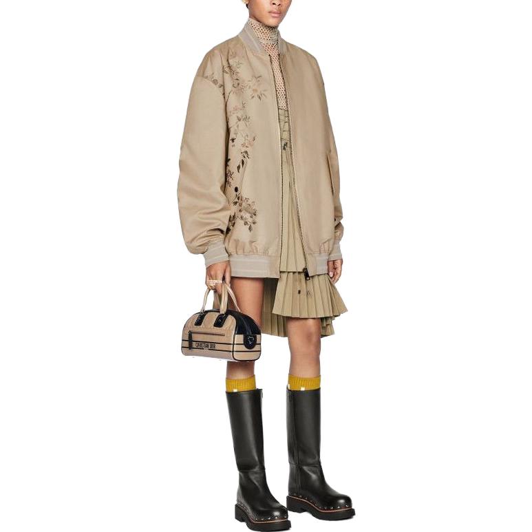 Details for (W) Chaqueta DIOR Caqui con Bordado Floral, Cuello Béisbol y Cierre Cremallera. 257C36A3961-X1810