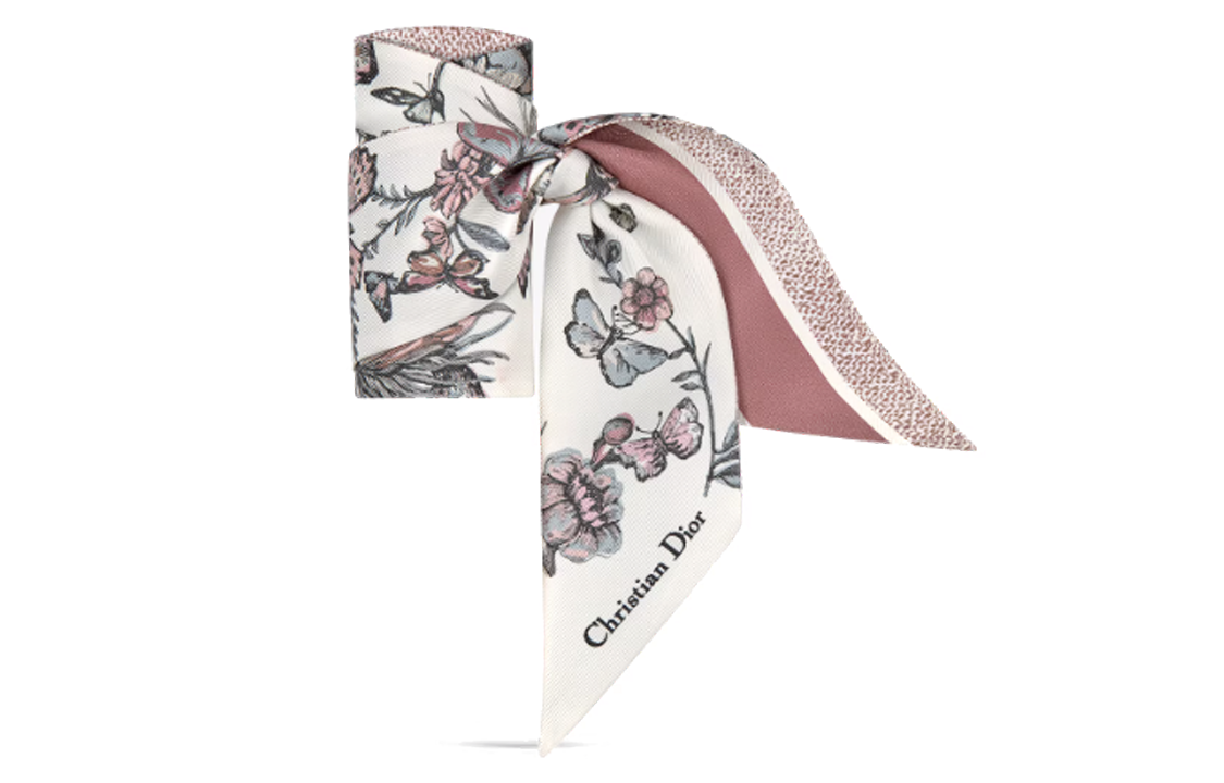 (Women) DIOR  Floral Print Beige Silk Scarf 41BUT106I613C429 圖 3
