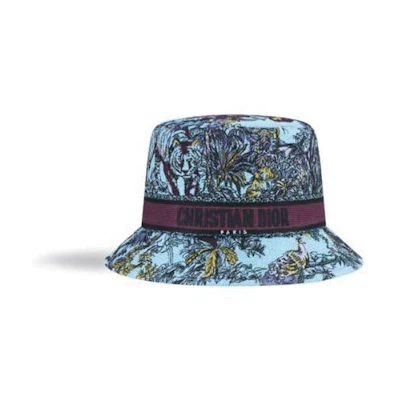 (Women) DIOR Floral Print Bucket Hat - Blue 34TDV923X132C550