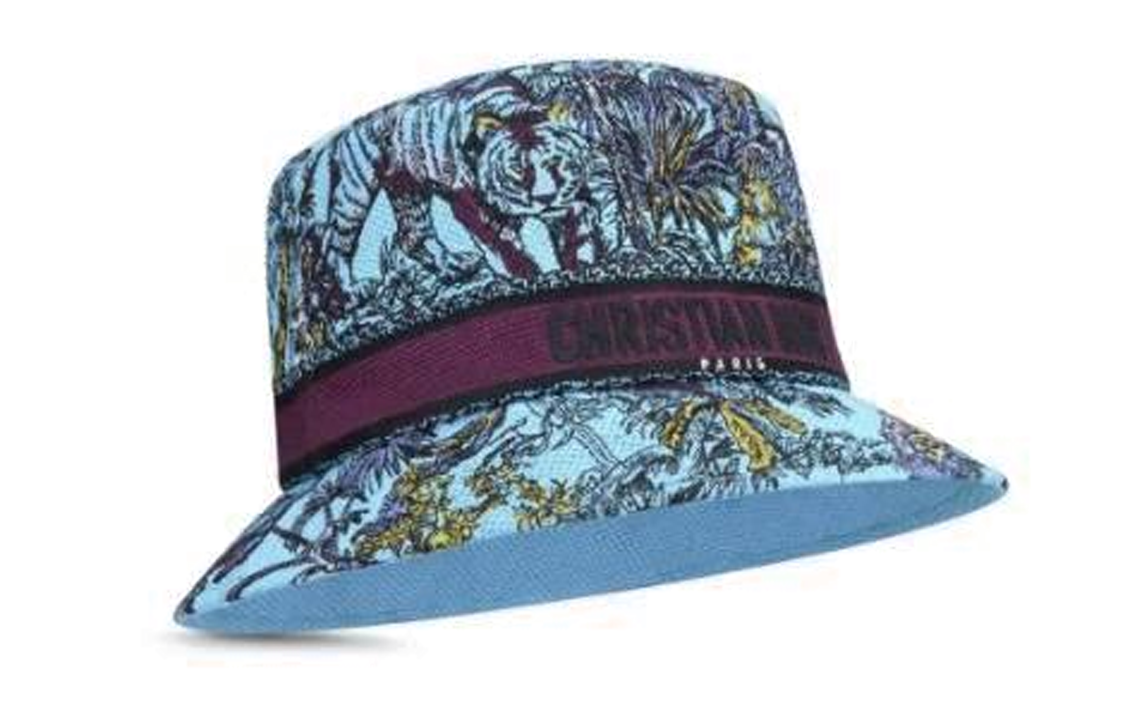 Shop (W) DIOR Topi Bucket Cetakan Bunga - Biru 34TDV923X132C550