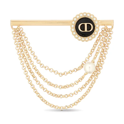 (Women) DIOR Gold Brooch with Logo Chain Accent. V1279WOMVED307