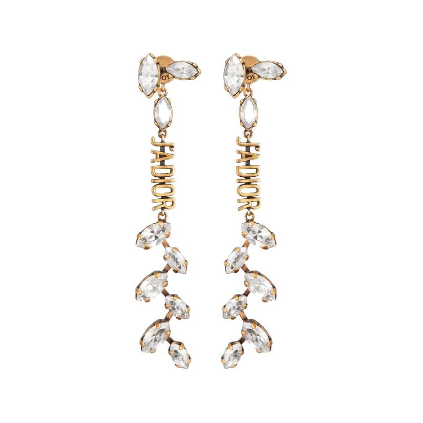 Order (Women) DIOR  Gold Drop Design Crystal-Like Metal Earrings E1278ADRCY
