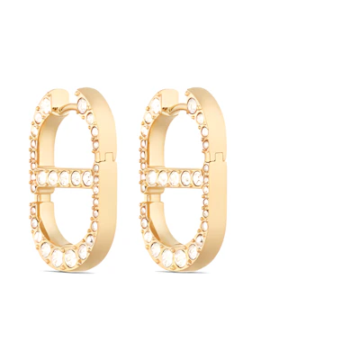 (Women) DIOR Gold Earrings with Metal Hook and Crystal Accents E2322WOMCYD03S