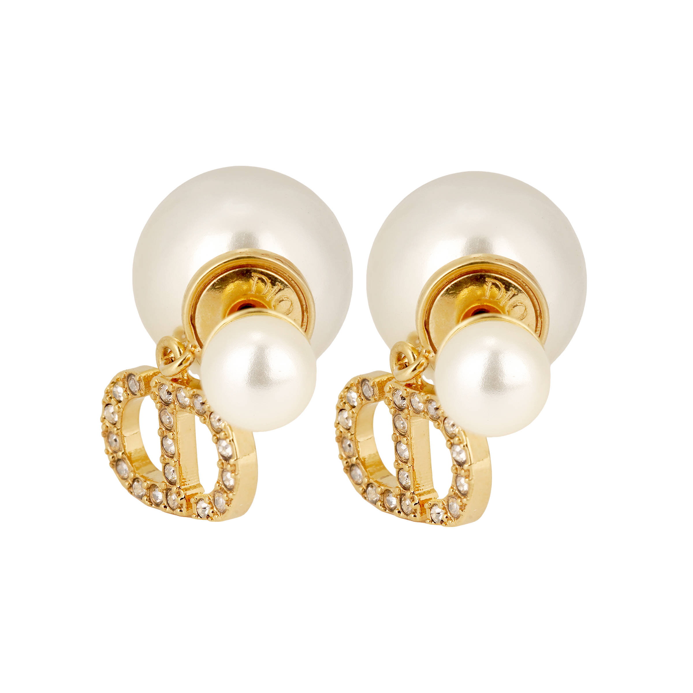 (Women) DIOR  Gold Logo Engraved Metal Earrings. E3366WOMCY