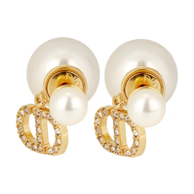 (Women) DIOR Gold Logo Engraved Metal Earrings. E3366WOMCY