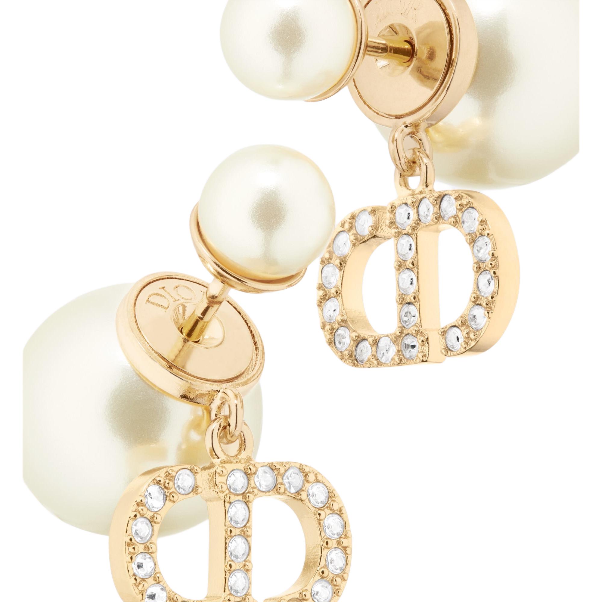 Shop (Women) DIOR  Gold Logo Engraved Metal Earrings. E3366WOMCY