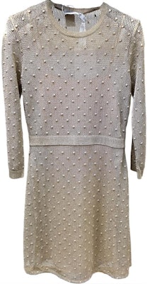 (Women) DIOR Gold Long-Sleeve Midi Dress with Ornamental Hollow Design. 844R09AM902-0003 Order (Women) DIOR Gold Long-Sleeve Midi Dress with Ornamental Hollow Design. 844R09AM902-0003