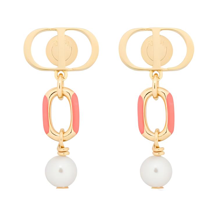 Order (Women) DIOR  Gold Metal Earrings with White Resin Beads Decor. E3297WOMLQ