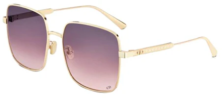 (Women) DIOR Gold Rectangular Sunglasses with Logo Decor on Temples. DCANS1UXR_B0G2 (Women) DIOR Gold Rectangular Sunglasses with Logo Decor on Temples. DCANS1UXR_B0G2