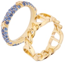 (Women) DIOR Gold Ring with Metal Letter Logo and Faux Crystals. R1287WOMCY_D33B (Women) DIOR Gold Ring with Metal Letter Logo and Faux Crystals. R1287WOMCY_D33B