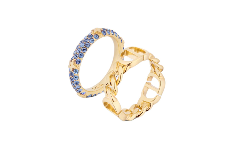 Order (W) DIOR Cincin Emas dengan Logo Huruf Metal dan Kristal Palsu. R1287WOMCY_D33B