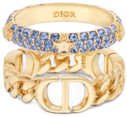 (W) DIOR Cincin Emas dengan Logo Huruf Metal dan Kristal Palsu. R1287WOMCY_D33B Lookbook (W) DIOR Cincin Emas dengan Logo Huruf Metal dan Kristal Palsu. R1287WOMCY_D33B