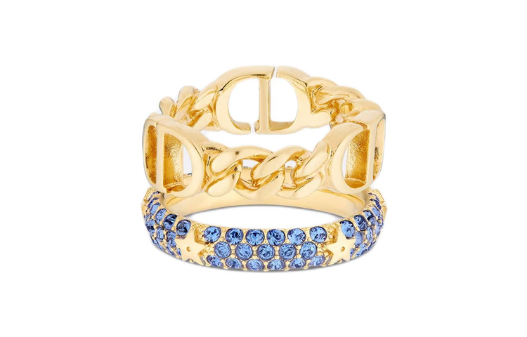 Purchase (W) DIOR Cincin Emas dengan Logo Huruf Metal dan Kristal Palsu. R1287WOMCY_D33B