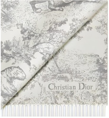 (W) 디올 그레이 울-캐시미어 스카프 타이거 프린트 & 프린지 디테일. 41JOU215I159C820 Purchase (W) 디올 그레이 울-캐시미어 스카프 타이거 프린트 & 프린지 디테일. 41JOU215I159C820