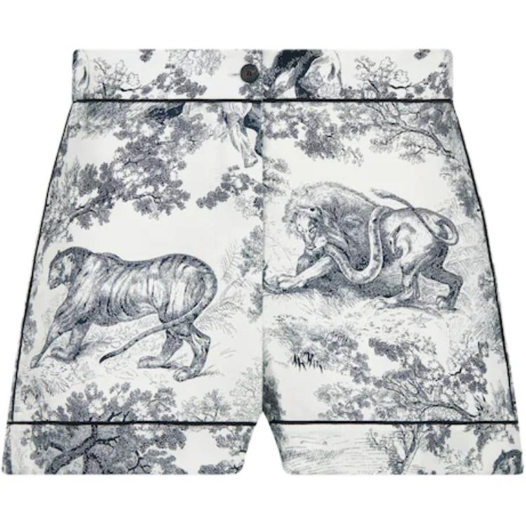 (Women) DIOR  Grey Animal Print Zip Casual Shorts 111P36A6805-X0861