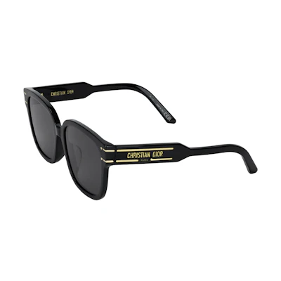(Women) DIOR Irregular Black Sunglasses with Logo, Acetate & Metal Frame. DIORSIGNATURE S7F