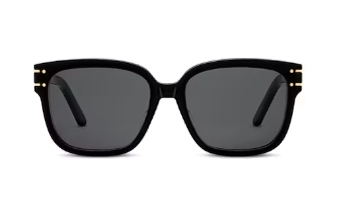 Lookbook (W) DIOR Gafas de Sol Negras Irregulares con Logo, Marco de Acetato y Metal. DIORSIGNATURE S7F