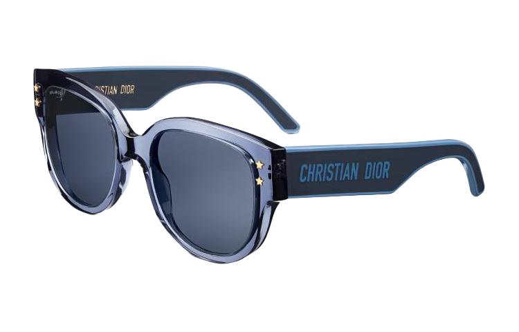(Women) DIOR  Irregular Blue Acetate Sunglasses with Logo Temples. DPFCB2IQR74B0