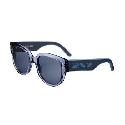 (Women) DIOR Irregular Blue Acetate Sunglasses with Logo Temples. DPFCB2IQR74B0