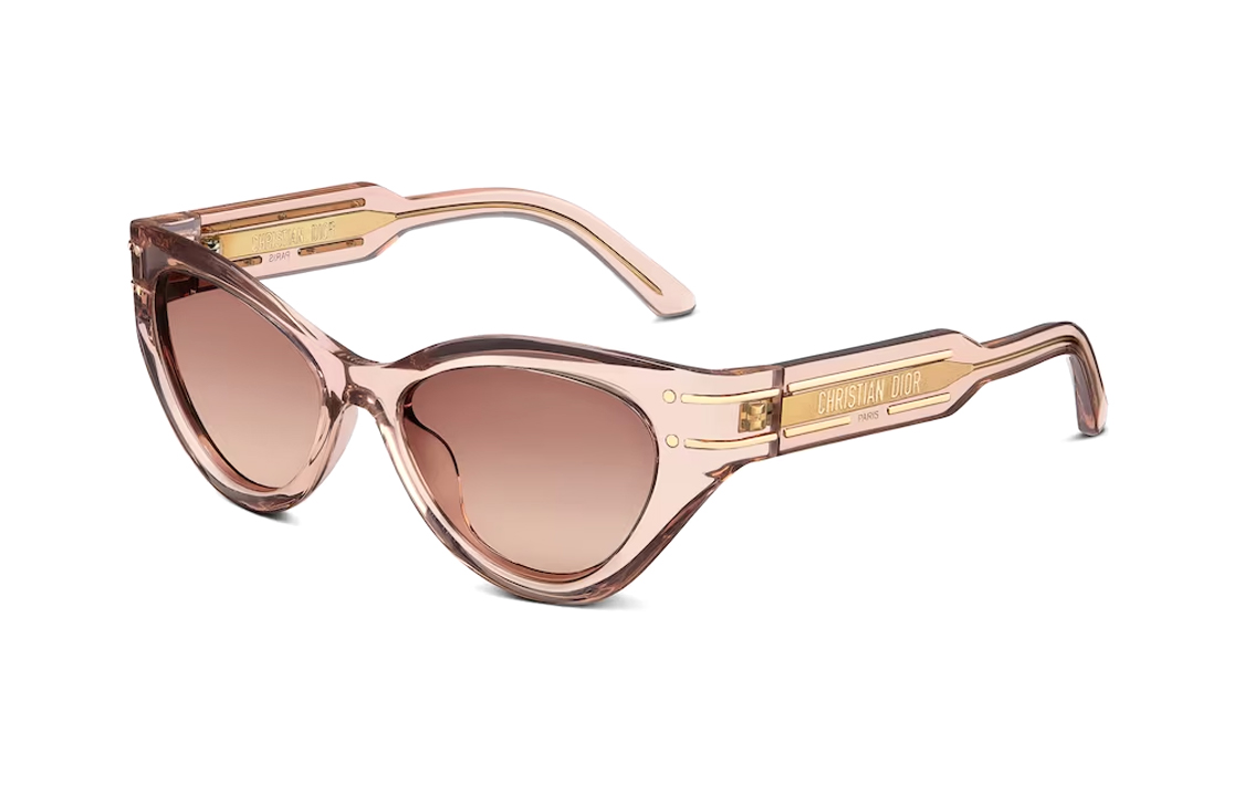 (Women) DIOR  Irregular Gold Logo Pink Acetate Sunglasses. DSGTB7IXR40F1