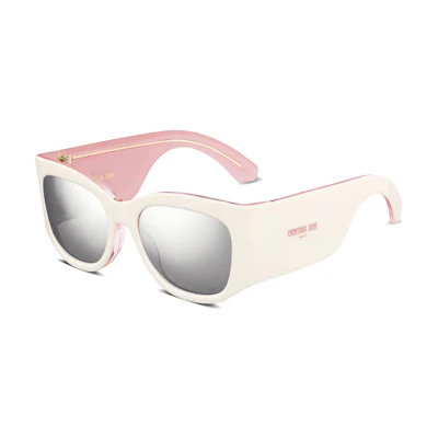 (Women) DIOR Irregular Shape Sunglasses White/Pink Two-Tone Design NUITS1IXR_99A4