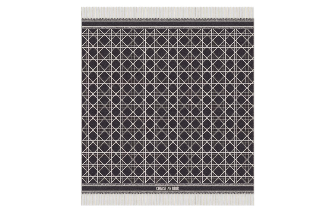 (Women) DIOR  Ivory/Black Printed Fringe Trim Checkered Shawl. 31CAN350I002_C912 圖 2