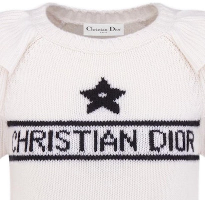 (W) DIOR Top de Punto Marfil con Mangas Volantes y Logo Jacquard en Contraste. 324S13AM003-X0810 Cheap (W) DIOR Top de Punto Marfil con Mangas Volantes y Logo Jacquard en Contraste. 324S13AM003-X0810