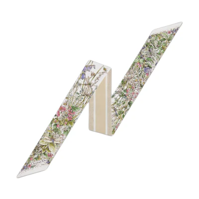 (Women) DIOR Ivory Silk Scarf with Printed Design. 44FLY106I610_C625