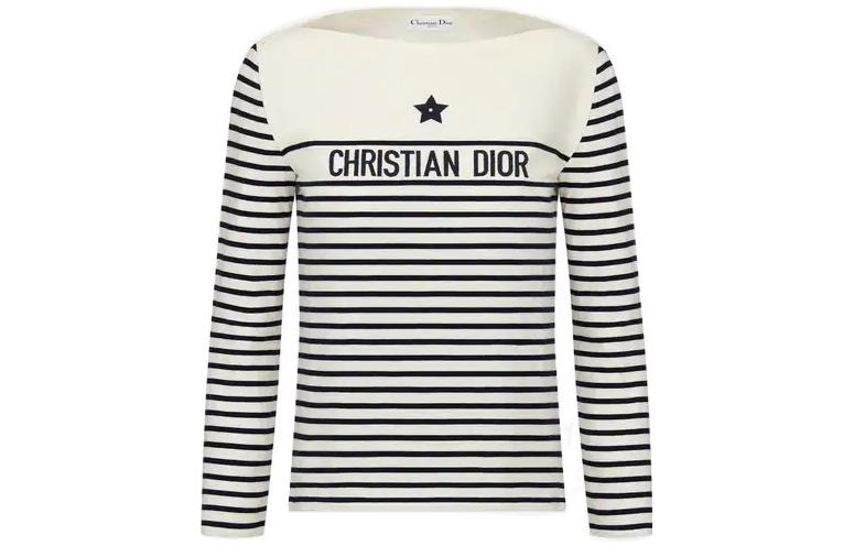 Order (W) DIOR Logo Striped Knit Lengan Panjang Navy Blue SS23. 243T30A4085X-0853