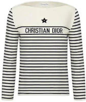 Order (Women) DIOR Logo Striped Knit Long Sleeve Tee Navy Blue SS23. 243T30A4085X-0853