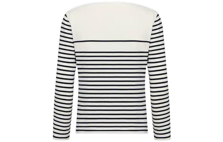 Lookbook (W) DIOR Logo Striped Knit Lengan Panjang Navy Blue SS23. 243T30A4085X-0853