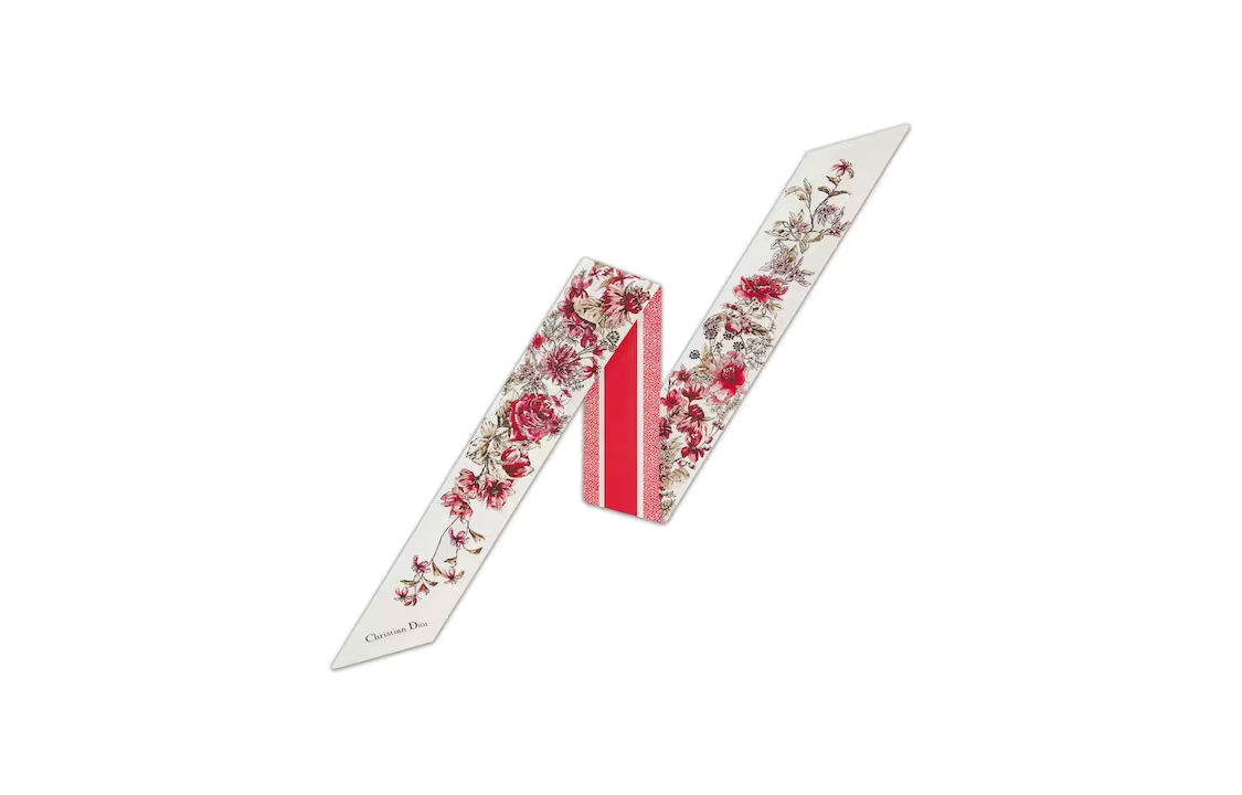 (Women) DIOR  Mitzah Floral Pattern Silk Scarf - White. 24FCO106I606-C316 圖 2