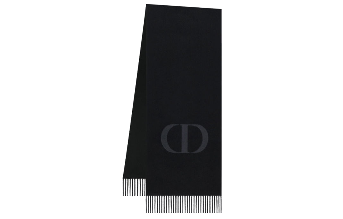 (Women) DIOR  Monogram Letter Design Wool Scarf Black 41SIG220A070