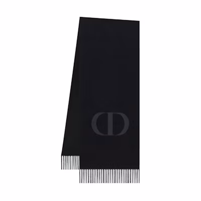 (Women) DIOR Monogram Letter Design Wool Scarf Black 41SIG220A070