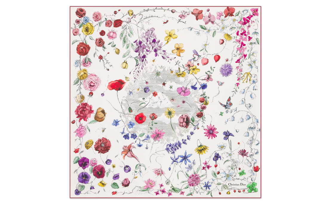 (Women) DIOR  Multicolor Twill Pattern Print Silk Scarf. 35FLO090I600-C305