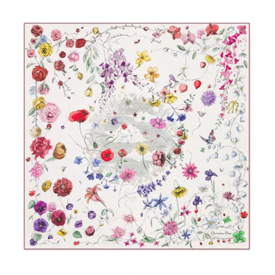 (Women) DIOR Multicolor Twill Pattern Print Silk Scarf. 35FLO090I600-C305