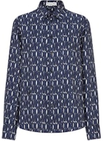 (Women) DIOR Navy Blue Long Sleeve Button-Up Shirt 451B28A6971-X5805 (Women) DIOR Navy Blue Long Sleeve Button-Up Shirt 451B28A6971-X5805