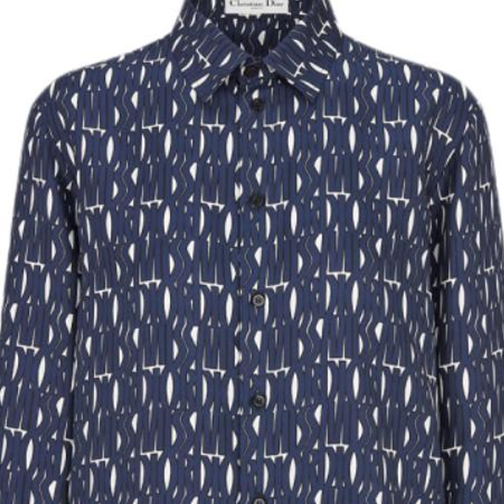 Sizing (W) DIOR 海軍藍長袖襯衫 451B28A6971-X5805