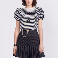 Shop (W) Dior 海軍藍條紋刺繡標誌短袖T恤 SS23 324S13BM704-X0883