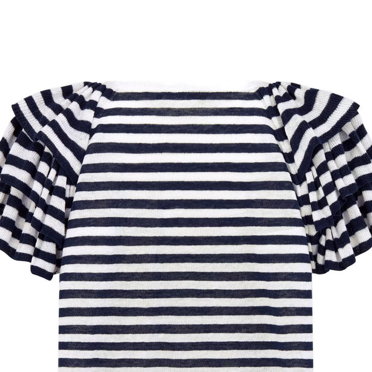 Sizing (Women) Dior  Navy Blue Striped Embroidered Logo Crewneck Tee SS23. 324S13BM704-X0883
