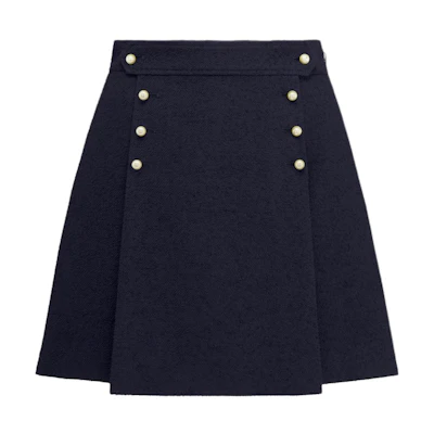 (Women) DIOR Navy High-Waist Miniskirt with Removable Sailor Panel. 441J26A1761X5640