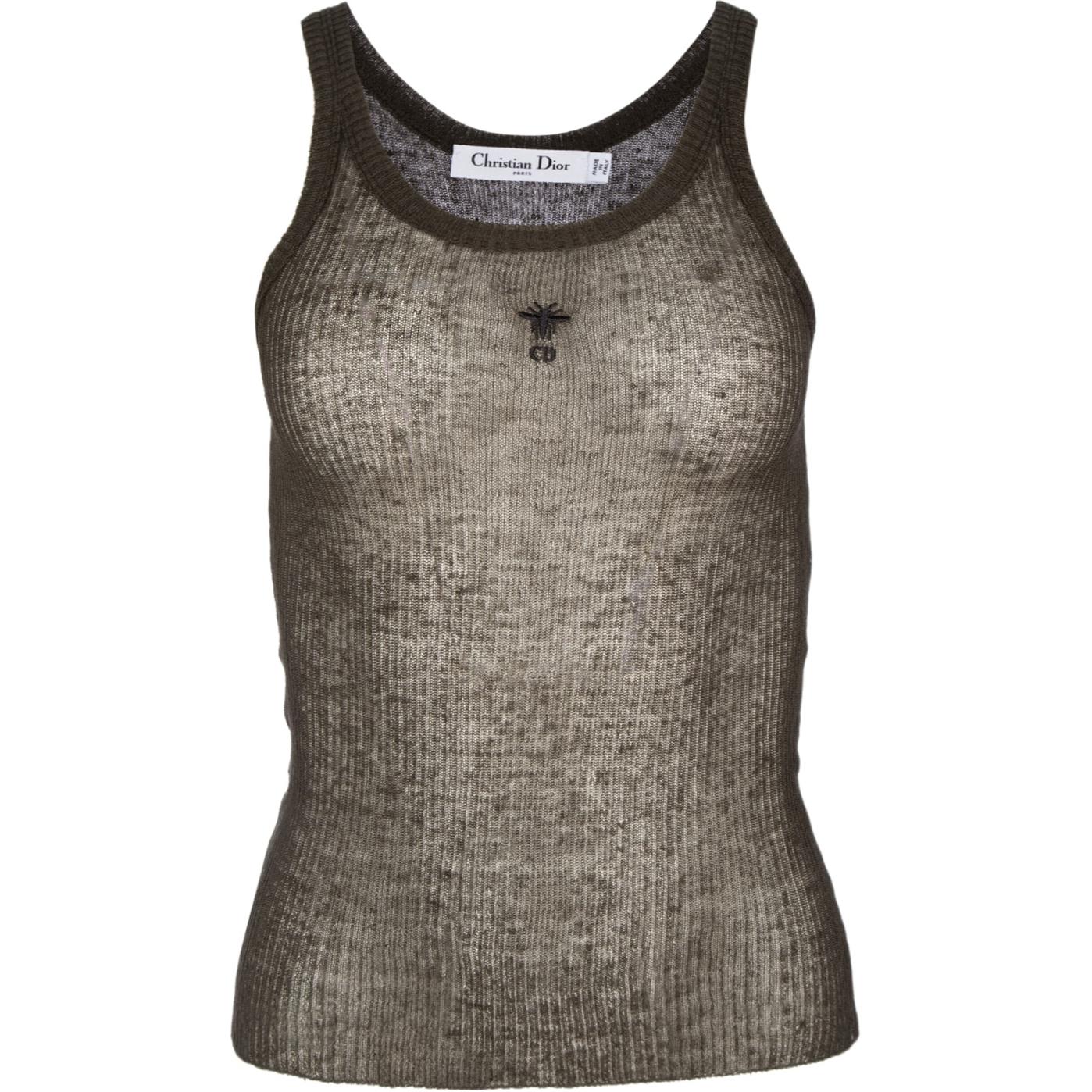 (Women) DIOR  Olive Green Sleeveless Slim-Fit Crew Neck Tank Top 414T08BM705-X6667