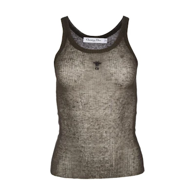 (Women) DIOR Olive Green Sleeveless Slim-Fit Crew Neck Tank Top 414T08BM705-X6667