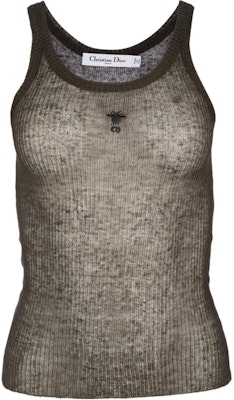 (Women) DIOR Olive Green Sleeveless Slim-Fit Crew Neck Tank Top 414T08BM705-X6667 Order (Women) DIOR Olive Green Sleeveless Slim-Fit Crew Neck Tank Top 414T08BM705-X6667