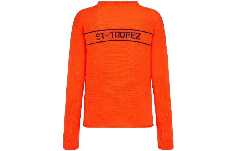 Lookbook (W) DIOR Sweater Orange Crewneck dengan Bordir Huruf. 244S94ST054-X2525
