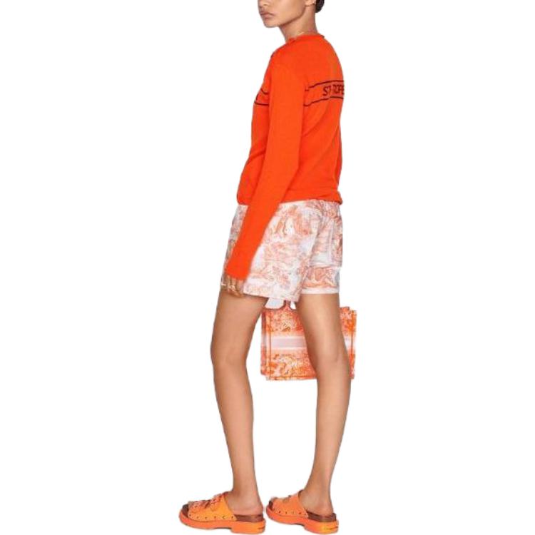 Purchase (W) DIOR Sweater Orange Crewneck dengan Bordir Huruf. 244S94ST054-X2525
